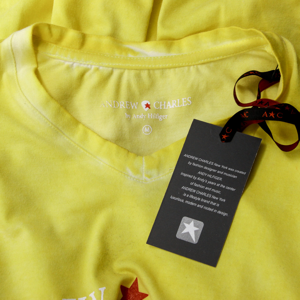 Camiseta Andrew Charles para hombre, manga corta, cuello en V, amarilla, KOFI