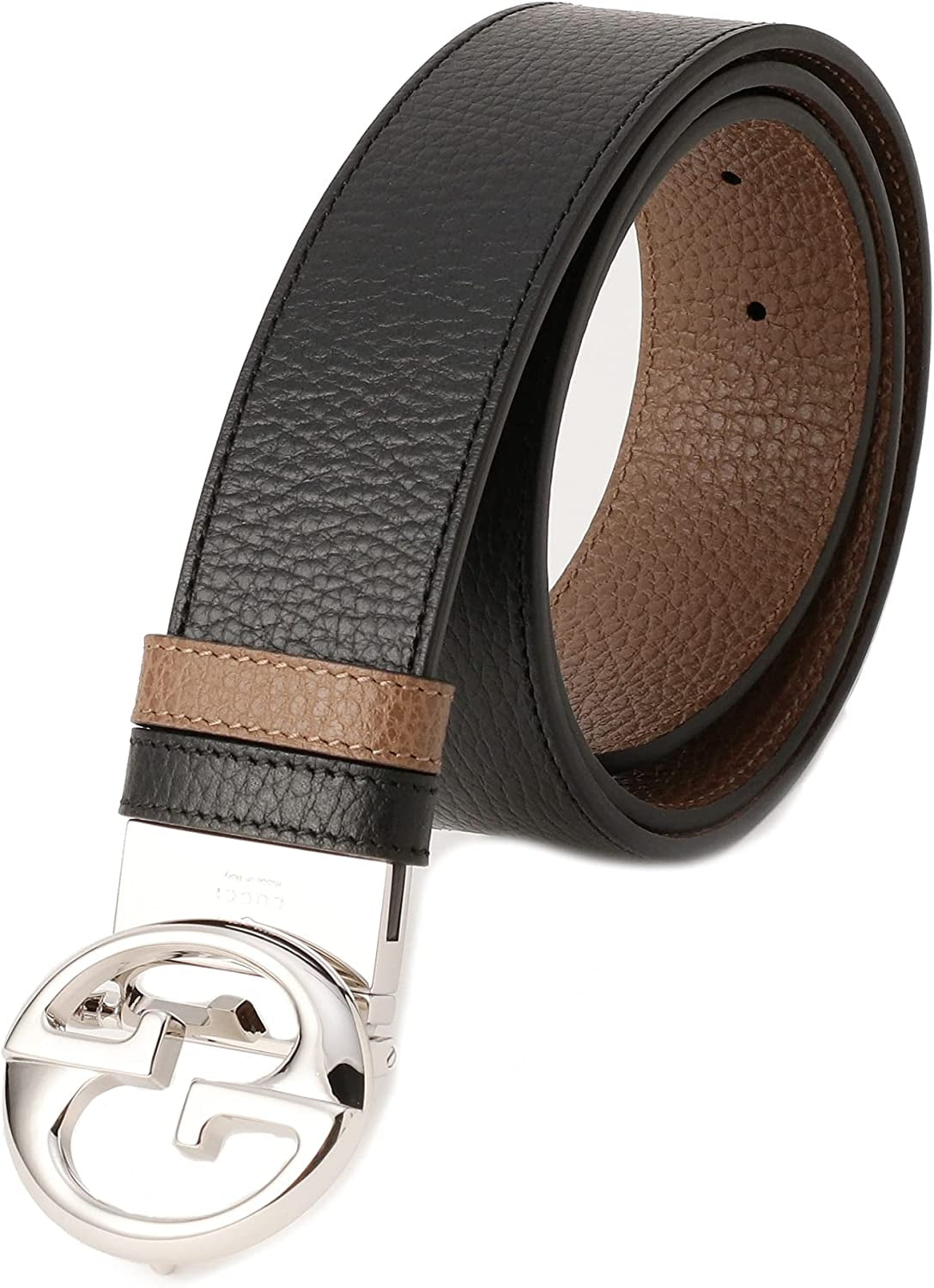 Cinturón reversible de cuero para hombre Gucci, color negro y marrón claro