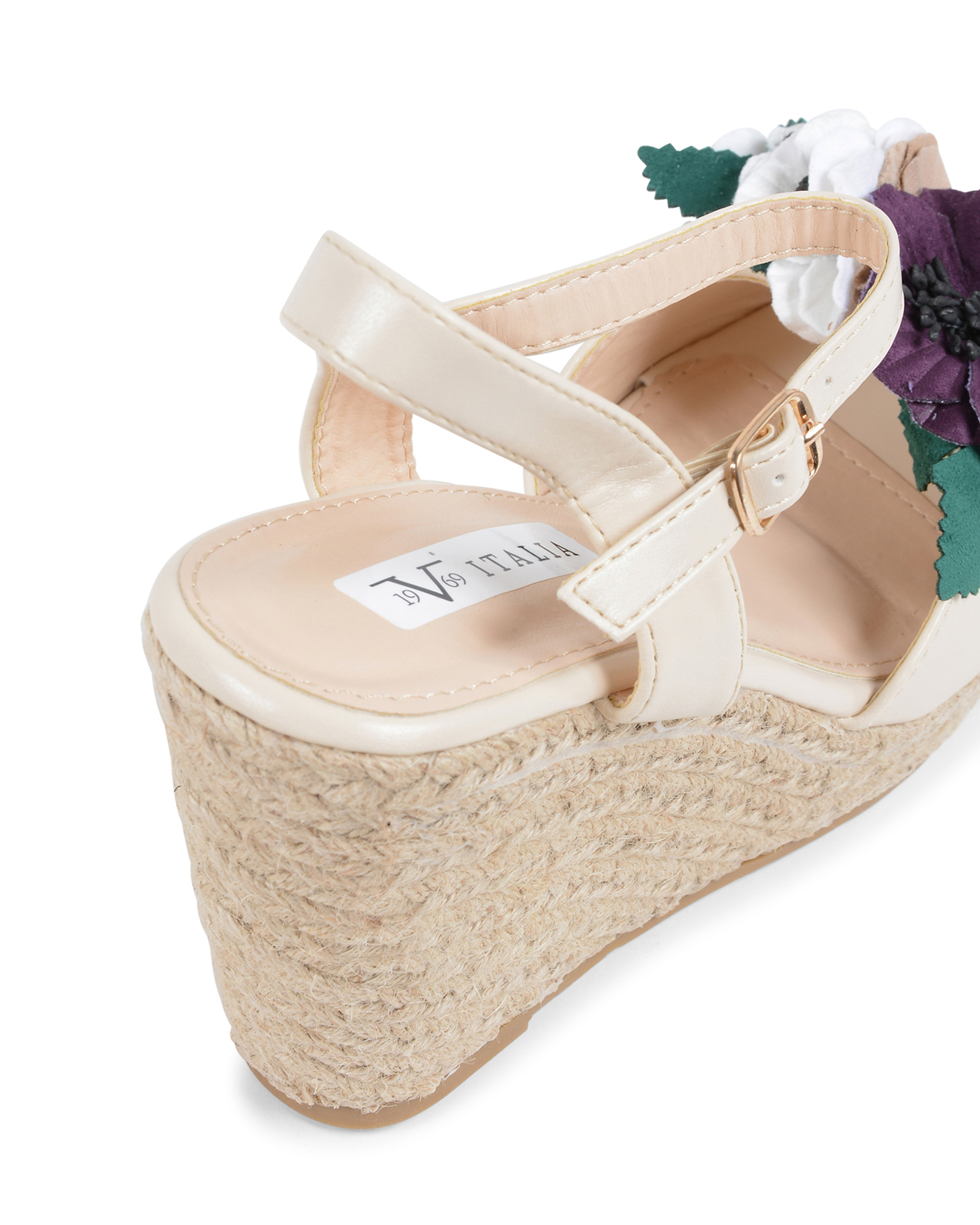 19V69 Italia Sandalia de cuña para mujer Beige V212 BEIGE