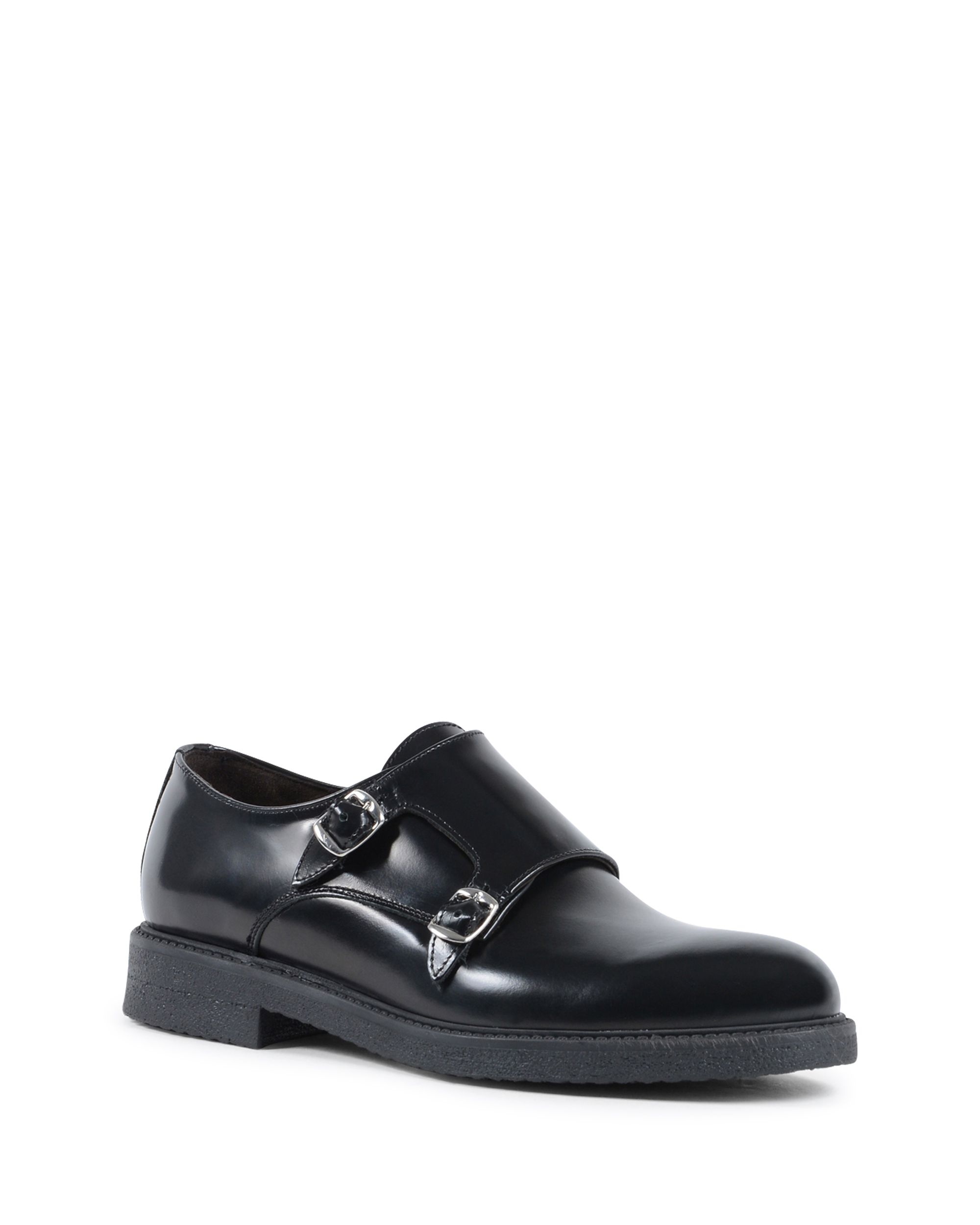19V69 Italia - Zapato de hombre con doble hebilla, color negro, 1210 G, ABRASIVATO NERO