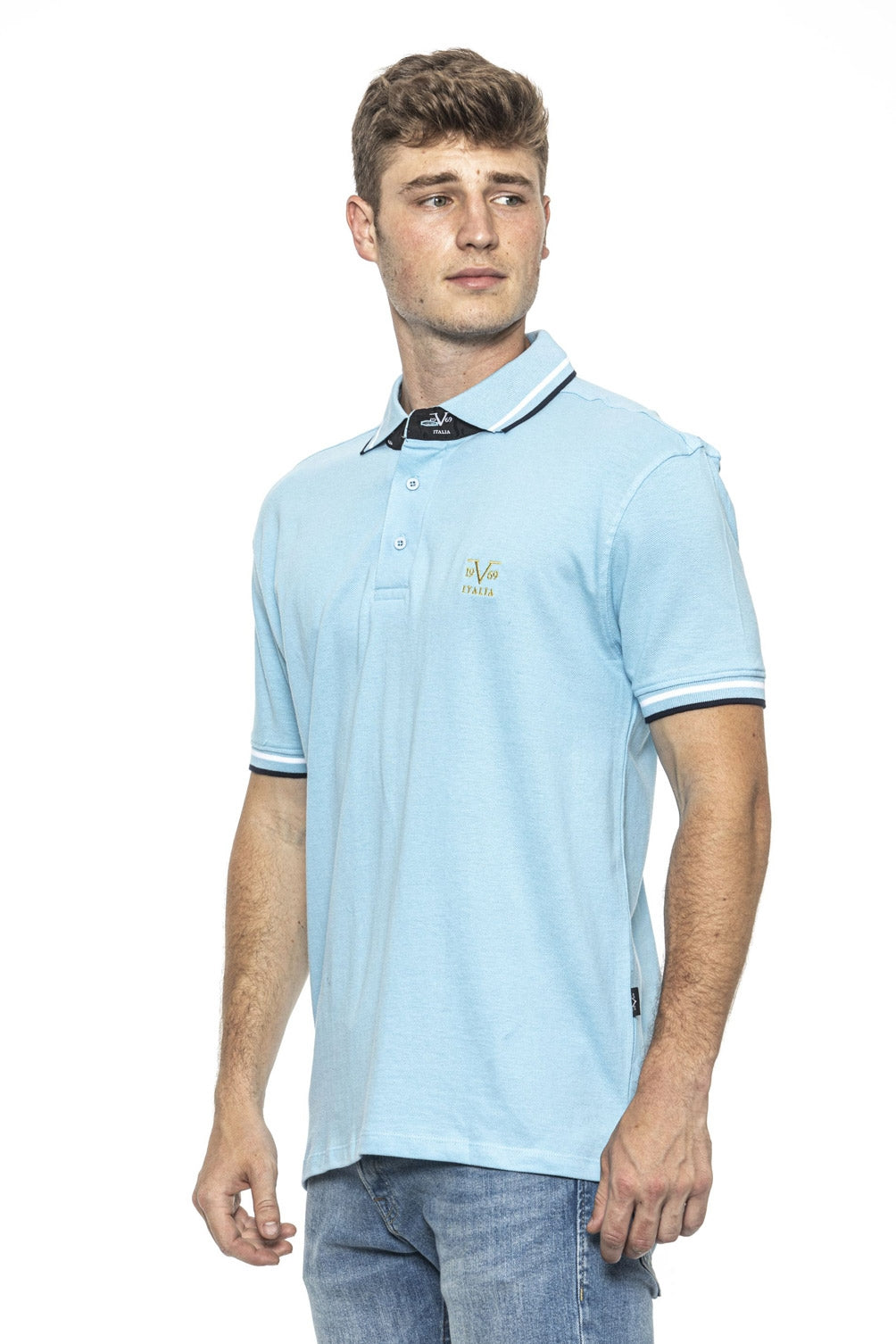 19V69 Italia Polo para hombre Azul RETRO AZUL CLARO