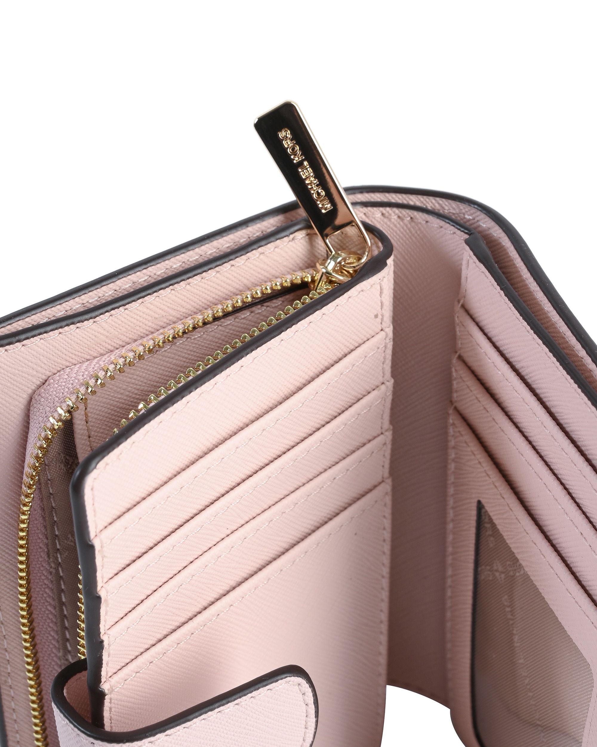 Cartera mediana plegable con diseño de grano cruzado de Michael Kors 35F7GTVF2L PWD BLSH