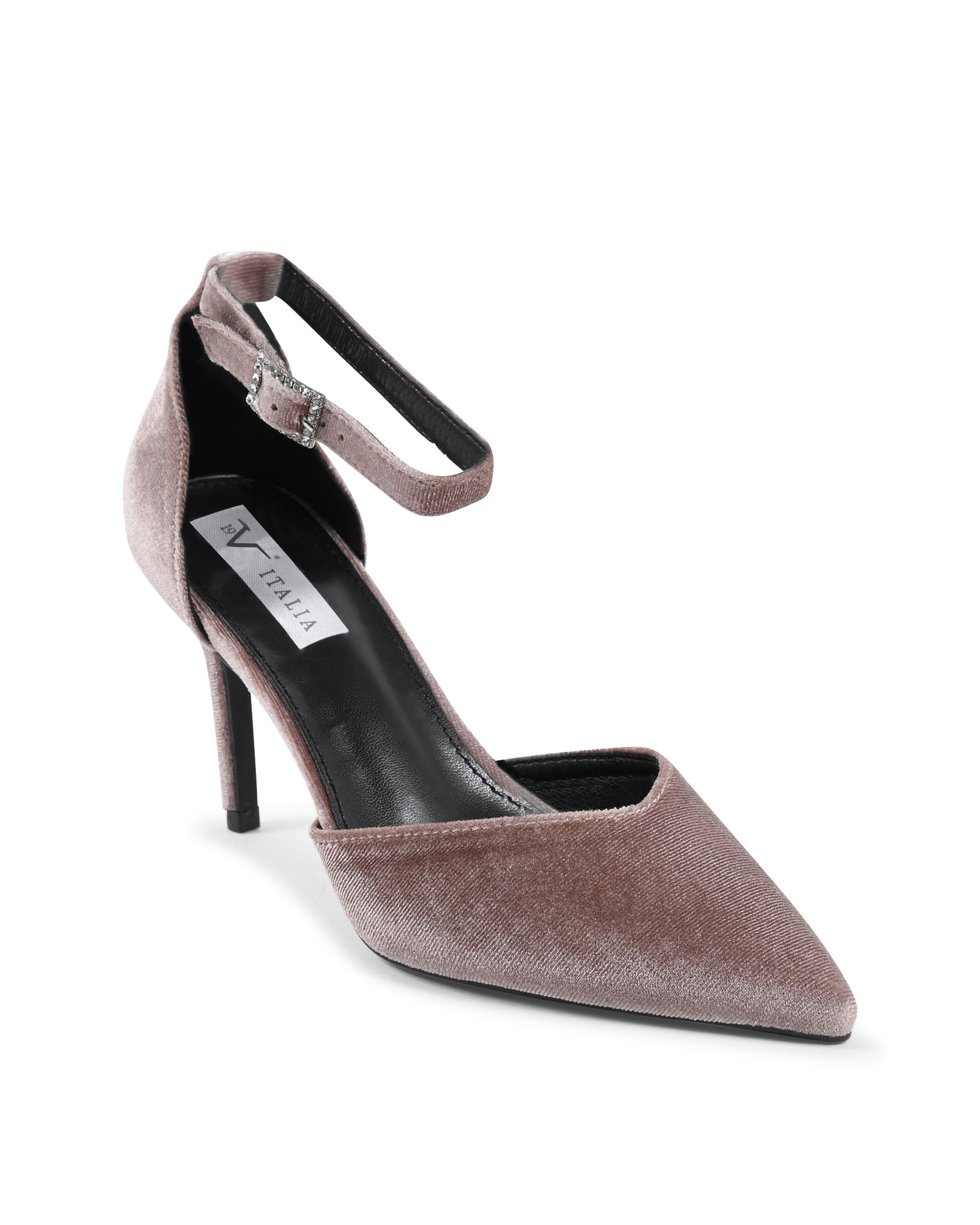 19V69 Italia - Zapatos de salón con tira al tobillo para mujer, color beige, F0110 BEIGE