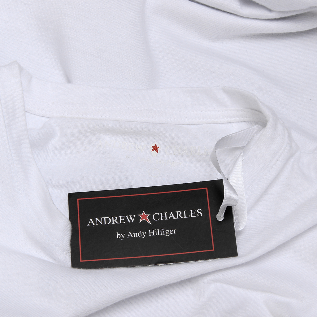 Camiseta Andrew Charles para hombre, manga corta, cuello redondo, blanca, KEITA