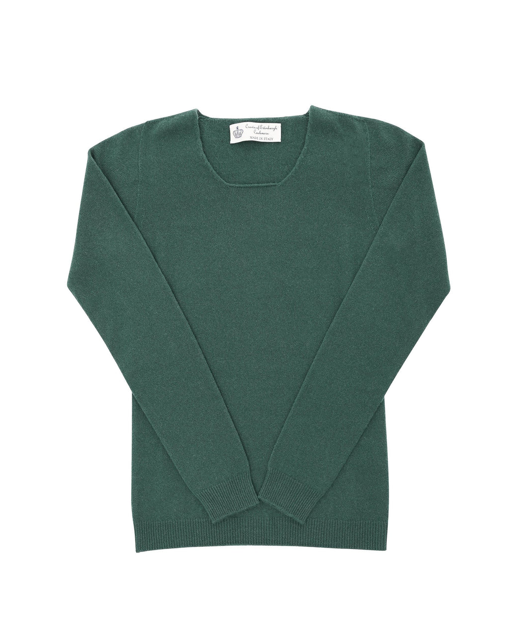 Suéter de cachemira para mujer con cuello cuadrado Crown of Edinburgh COE 0024 VERDE BOTELLA