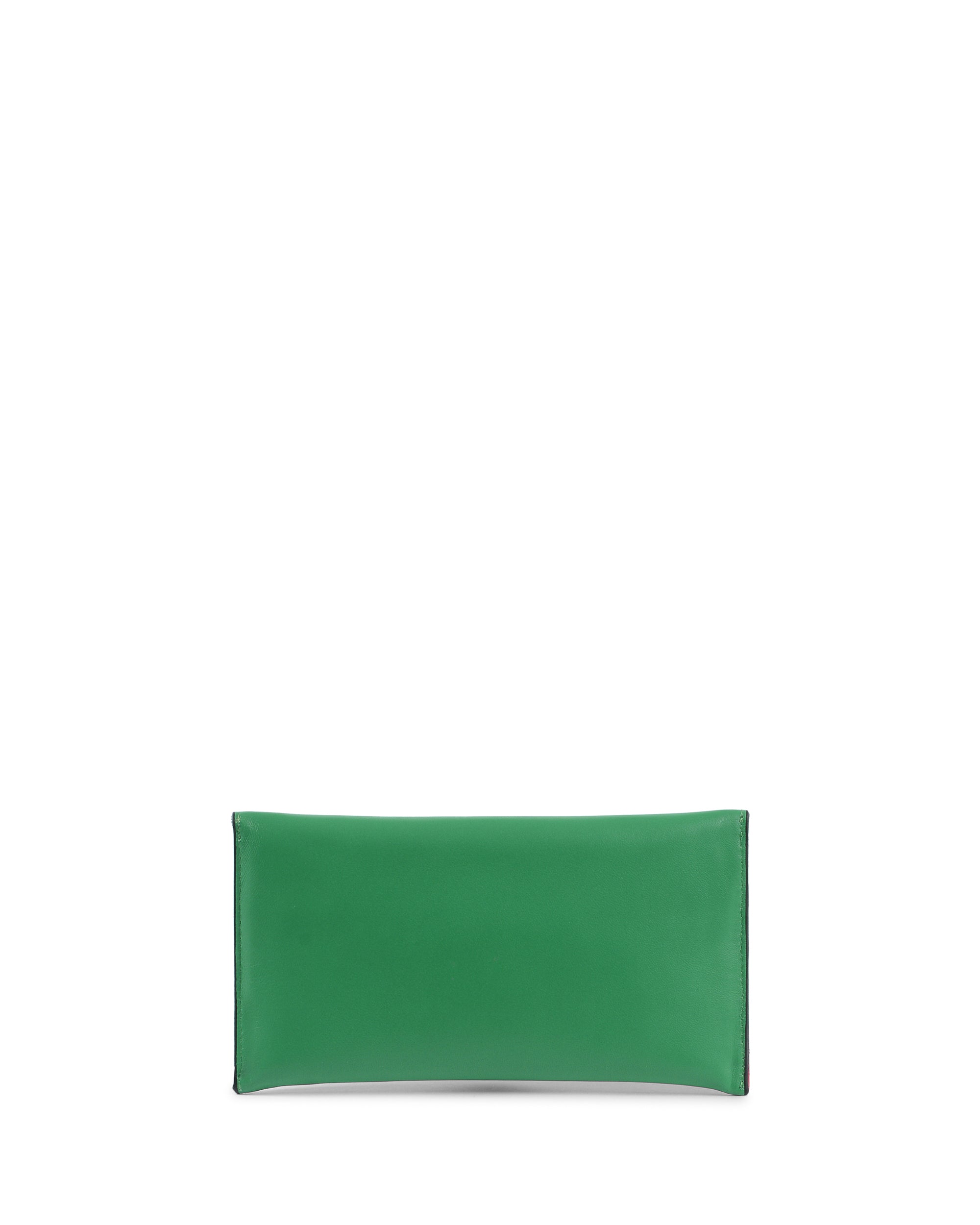 Clutch tipo sobre de piel verde