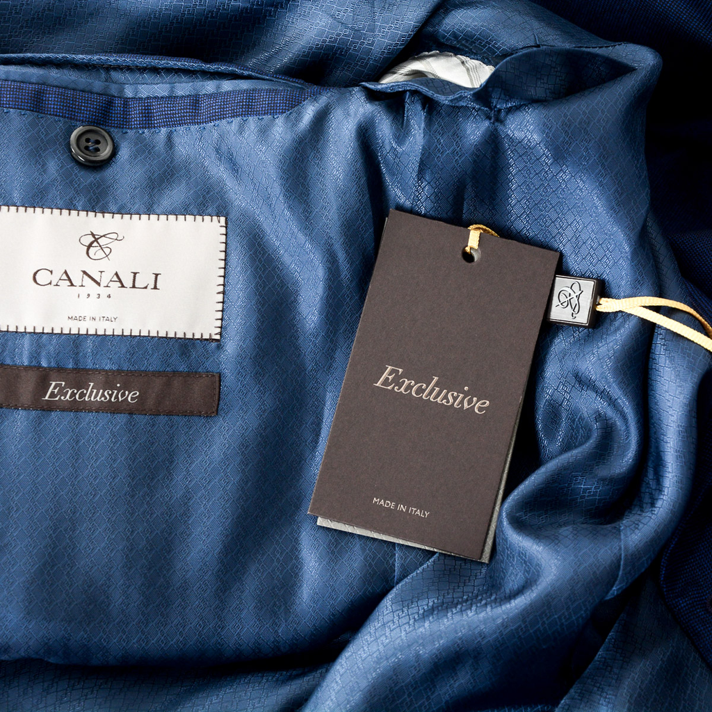 Canali Mens Suit Long Sleeves Blue Super 150's