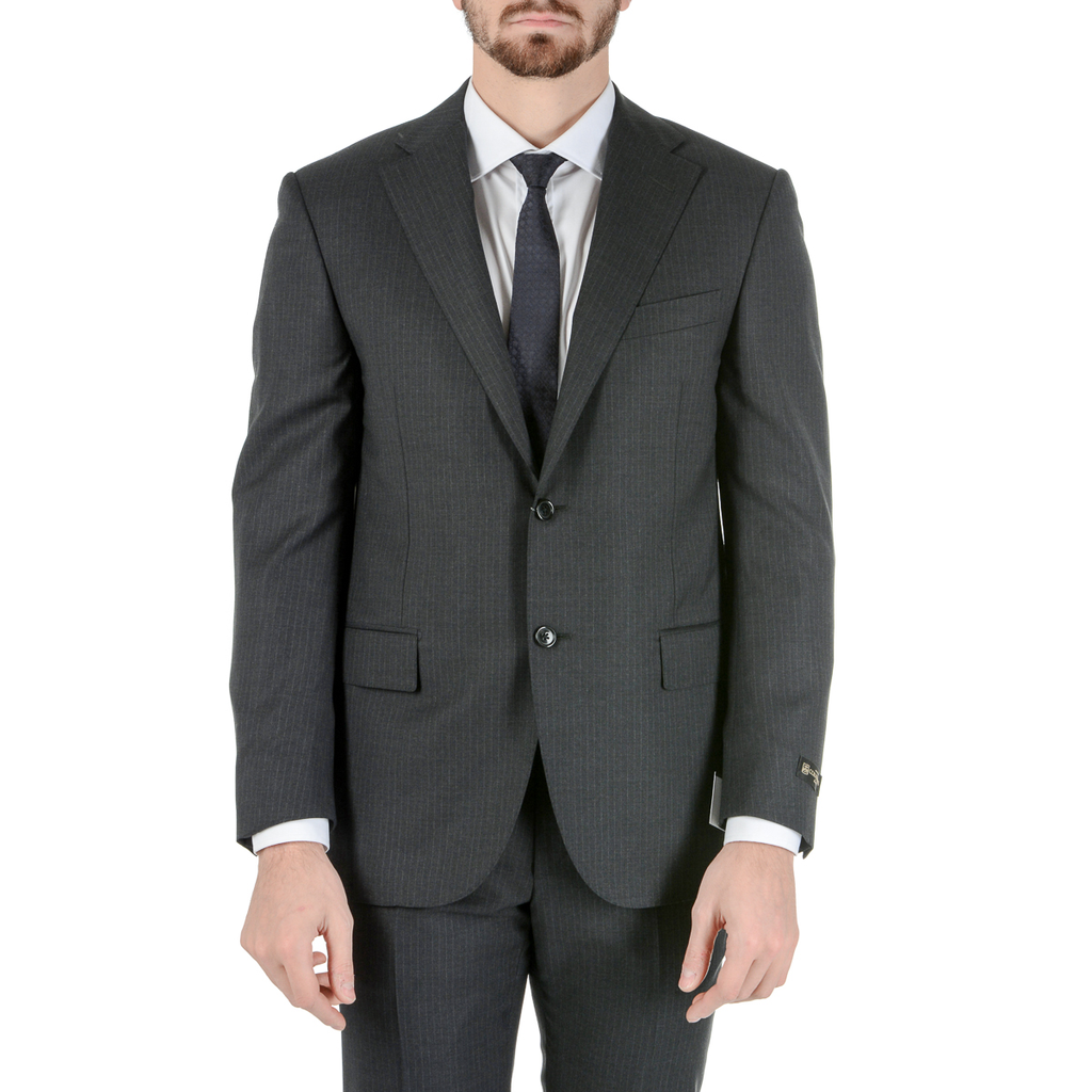 Corneliani Mens Suit Long Sleeves Dark Grey Super 130's
