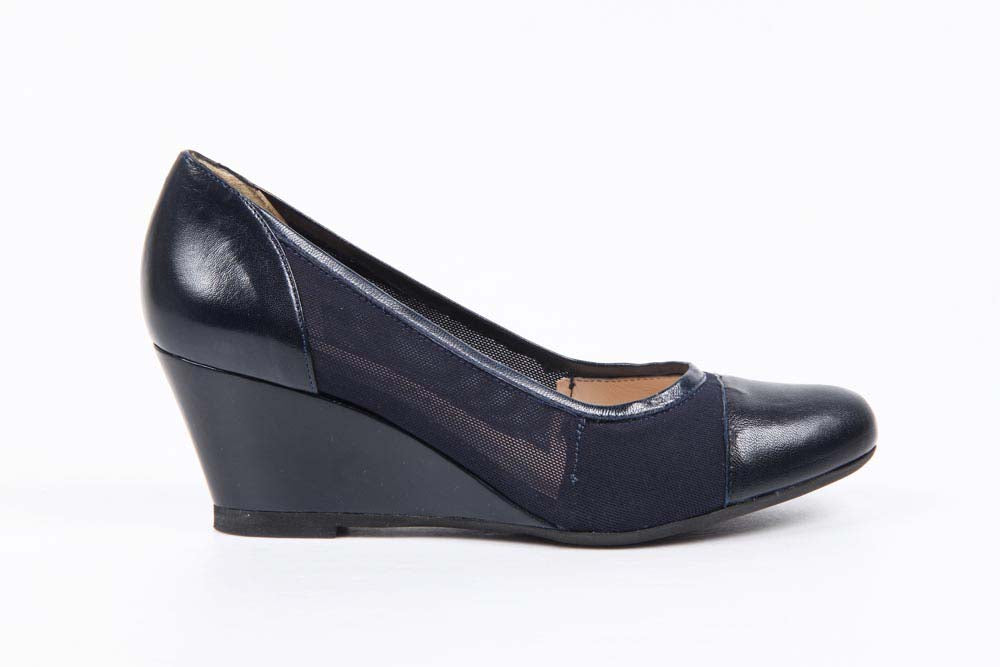 V 1969 Italia Zapatos de cuña para mujer 4356 480 TES TES ELASTICO RETE BLU
