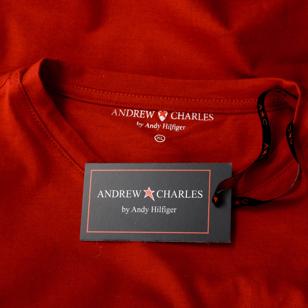 Camiseta Andrew Charles para hombre, manga corta, cuello redondo, roja, KEITA