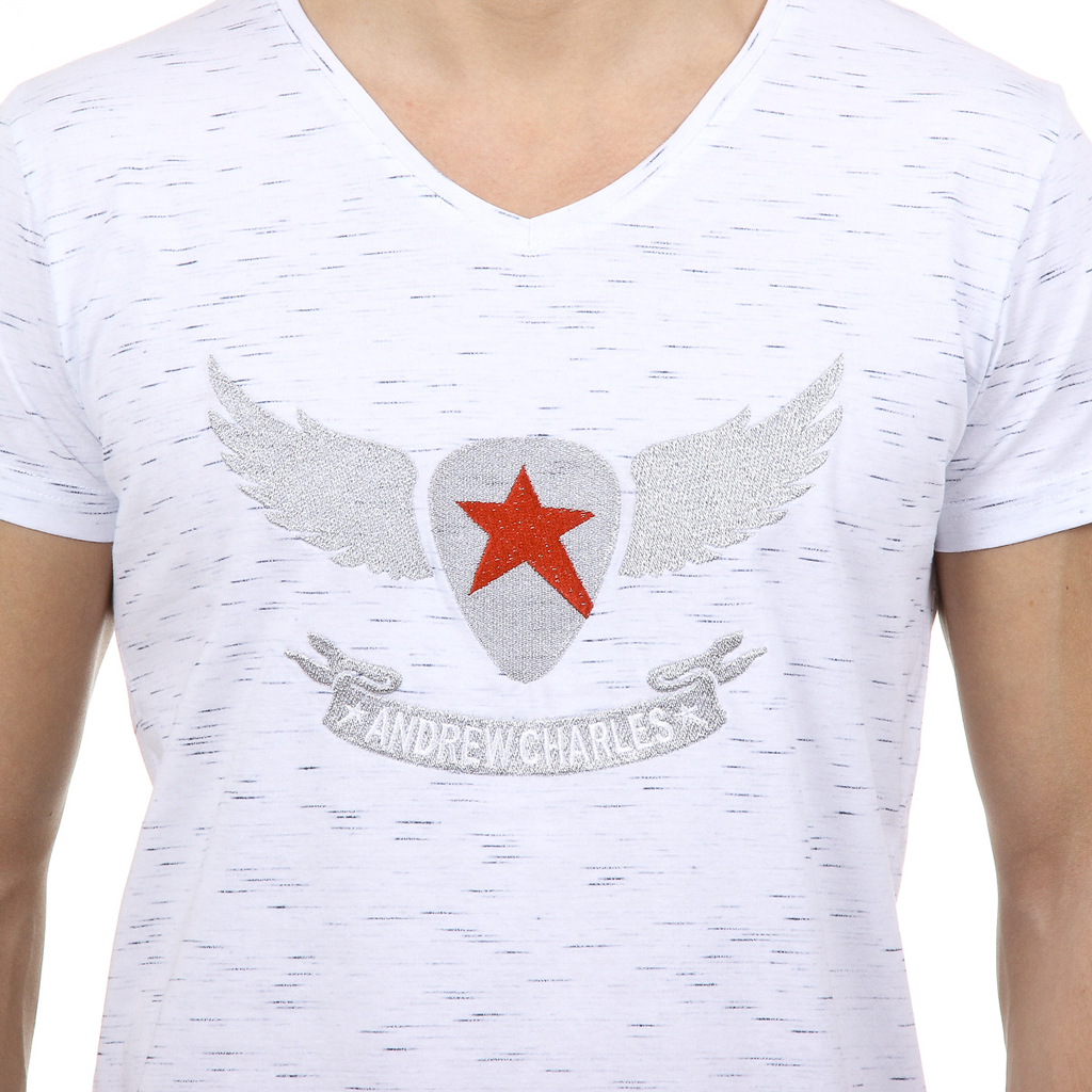 Andrew Charles Mens T-Shirt Short Sleeves V-Neck White CONNOR