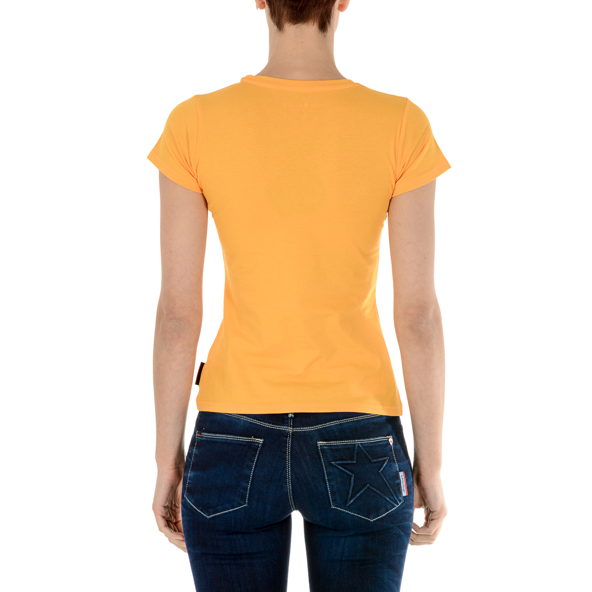 Camiseta Andrew Charles para mujer, manga corta, cuello redondo, amarilla, TARANA