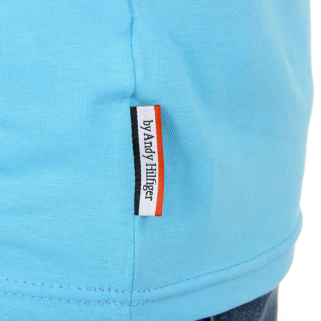 Camiseta Andrew Charles para hombre, manga corta, cuello en V, azul claro, KENAN