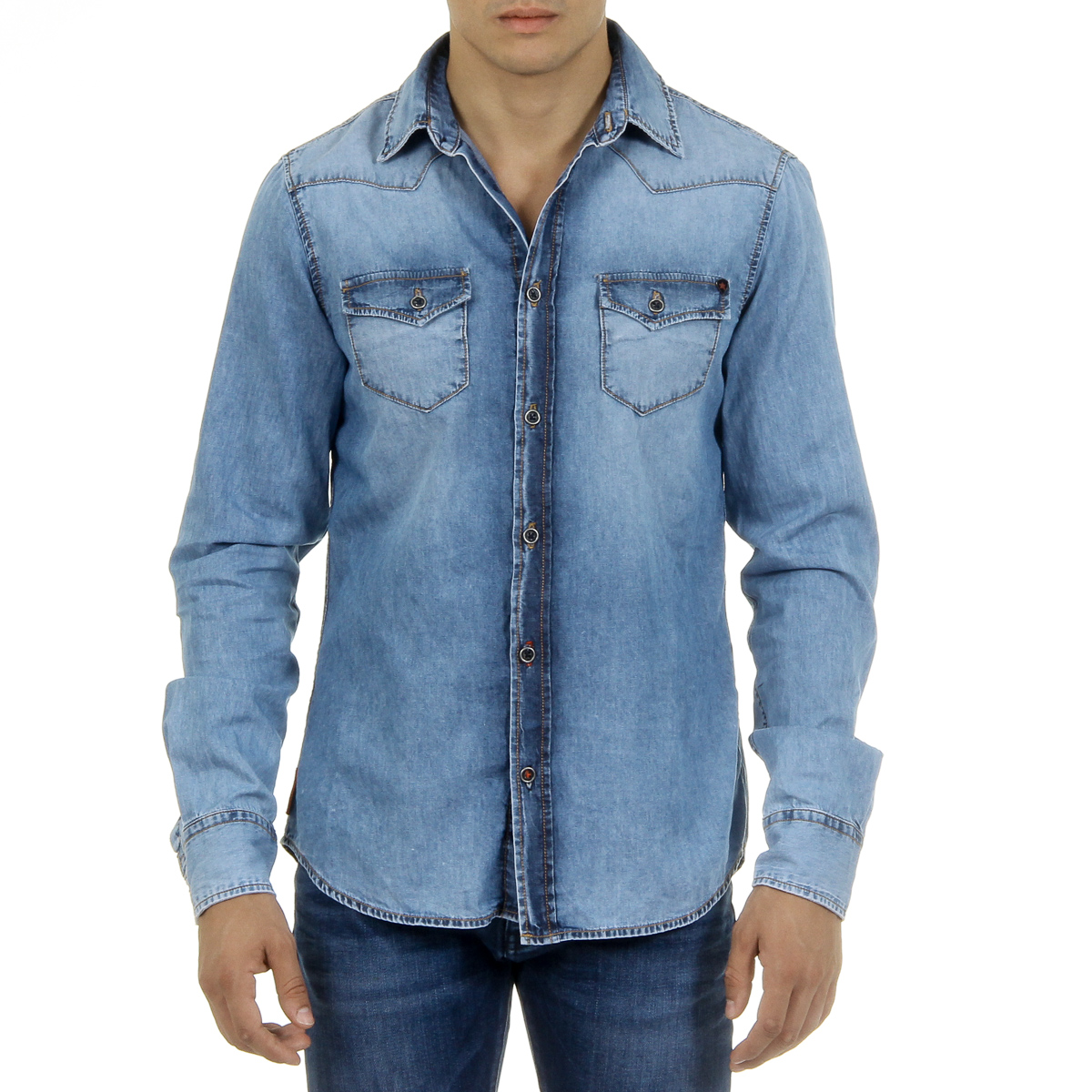 Camisa vaquera de manga larga para hombre de Andrew Charles CAMILIA