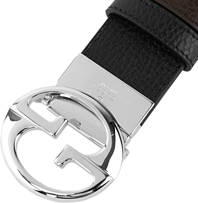 Cinturón reversible de cuero para hombre Gucci, negro y marrón oscuro