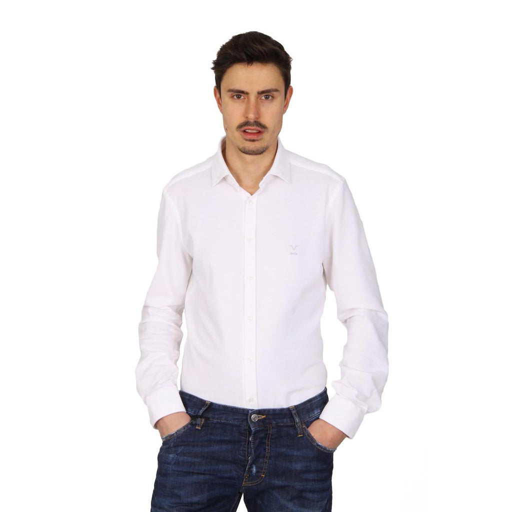 Camisa de manga larga para hombre V 1969 Italia Paris Piquet Bianco