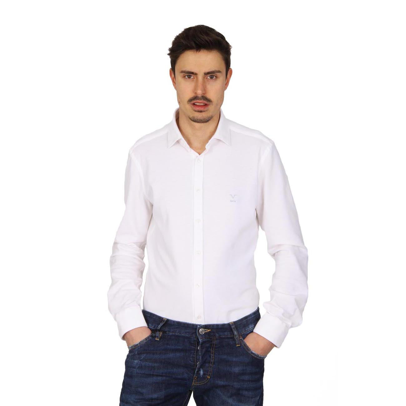 Camisa de manga larga para hombre V 1969 Italia Paris Piquet Bianco
