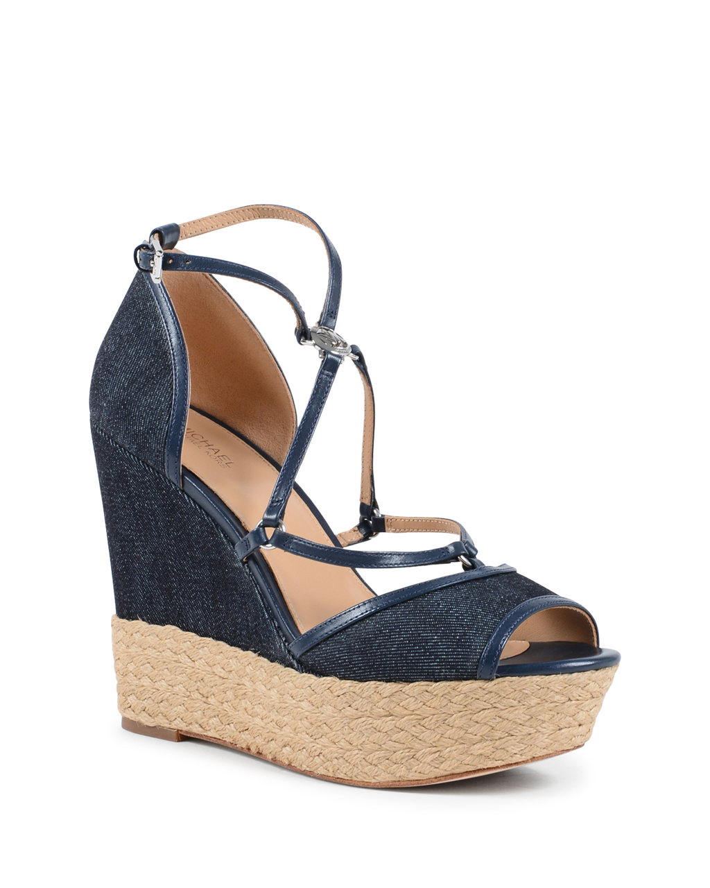Michael Kors Sandalia de cuña para mujer Azul marino TERRI