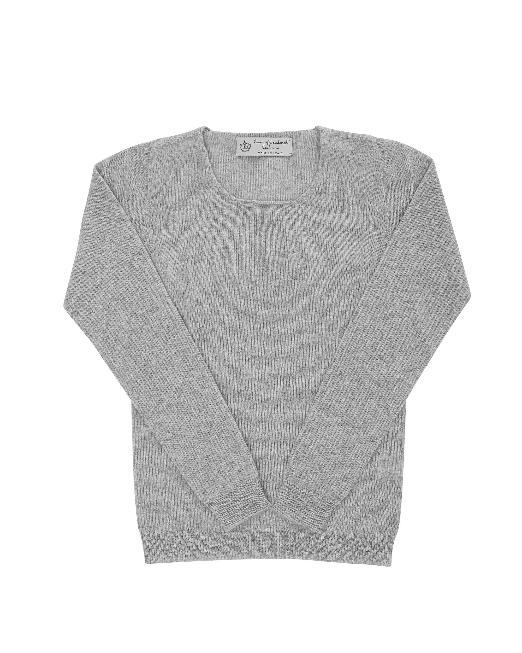 Suéter de cachemira para mujer con cuello cuadrado Crown of Edinburgh COE 0024 GRIS PELTRE