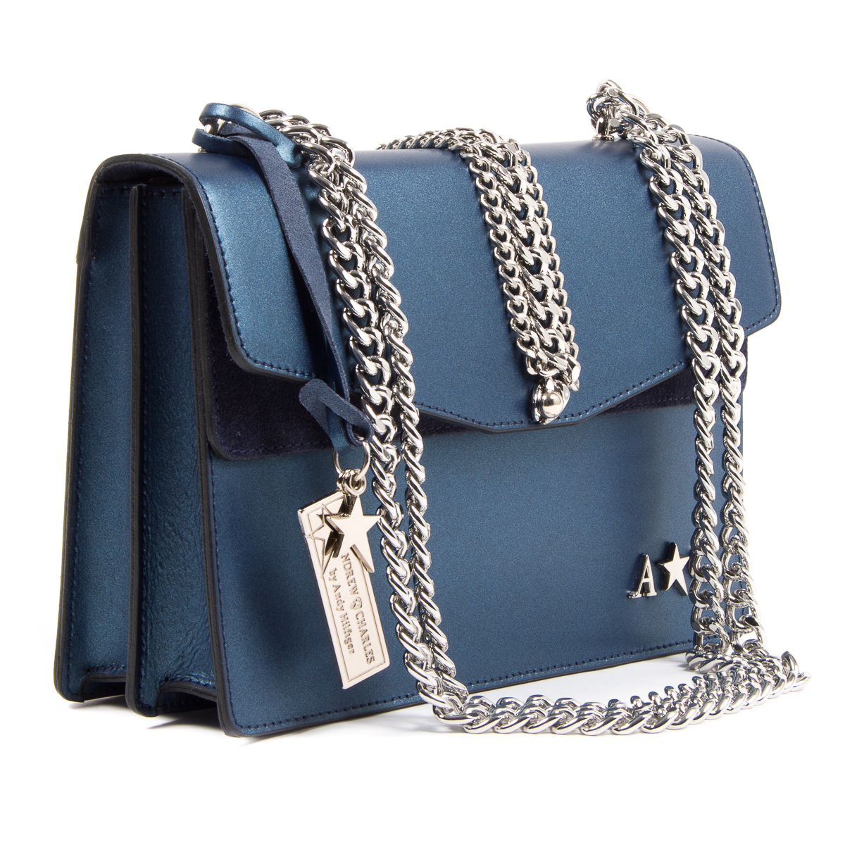 Andrew Charles Womens Handbag Blue RING