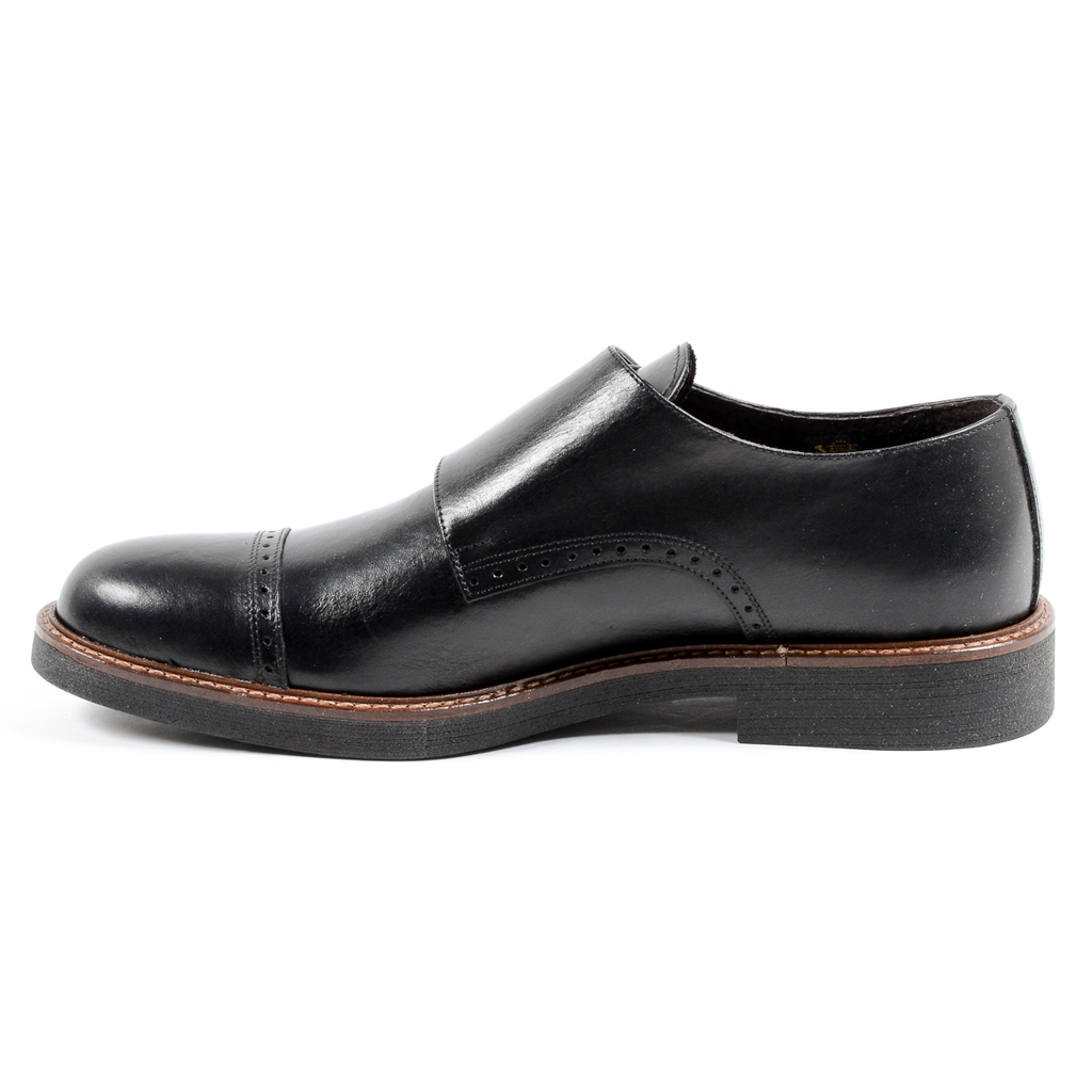 Andrew Charles Mens Monk Strap Shoe Black KURT
