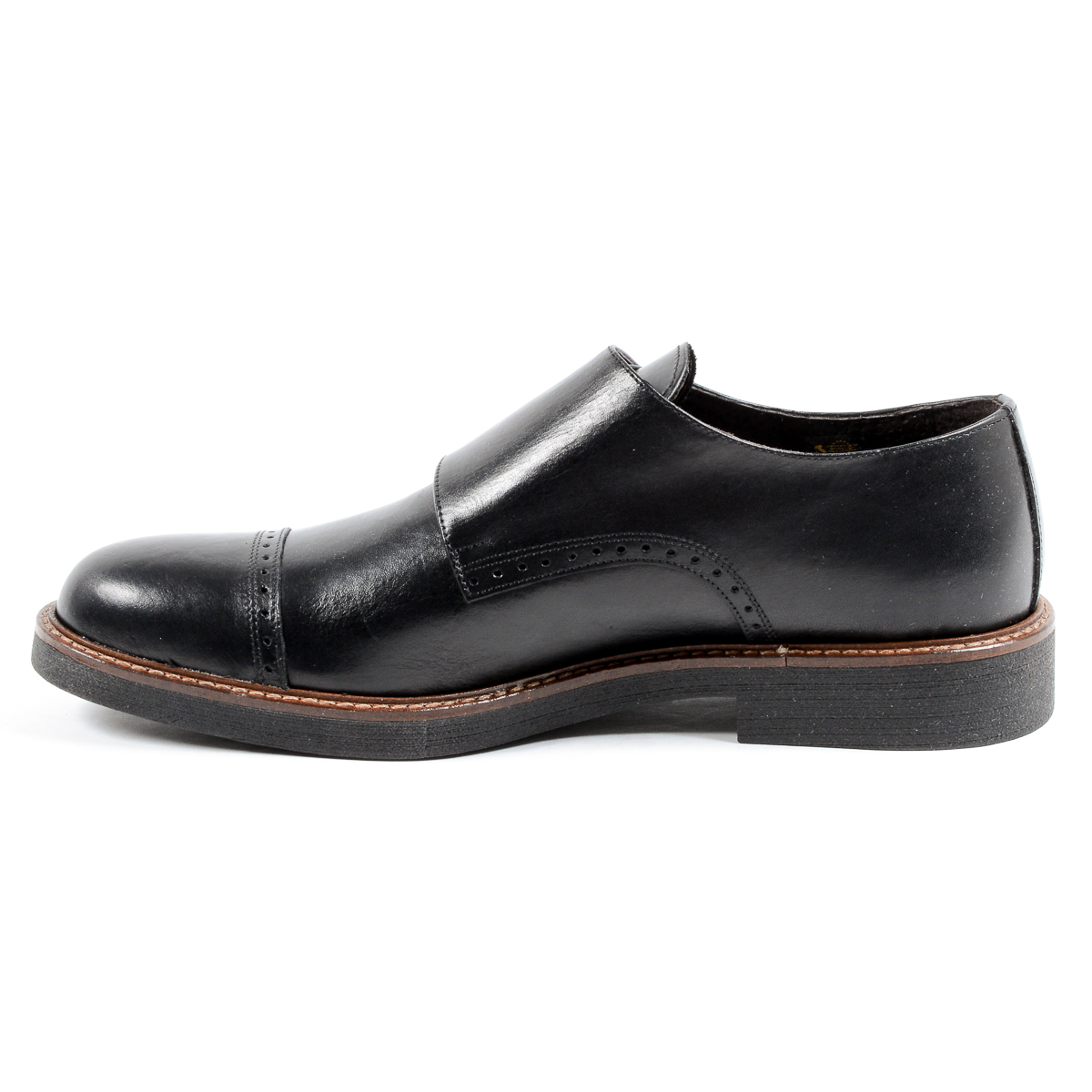 Andrew Charles Mens Monk Strap Shoe Black KURT
