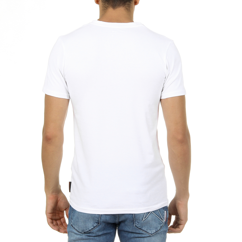 Camiseta Andrew Charles para hombre, manga corta, cuello en V, blanca, KENAN