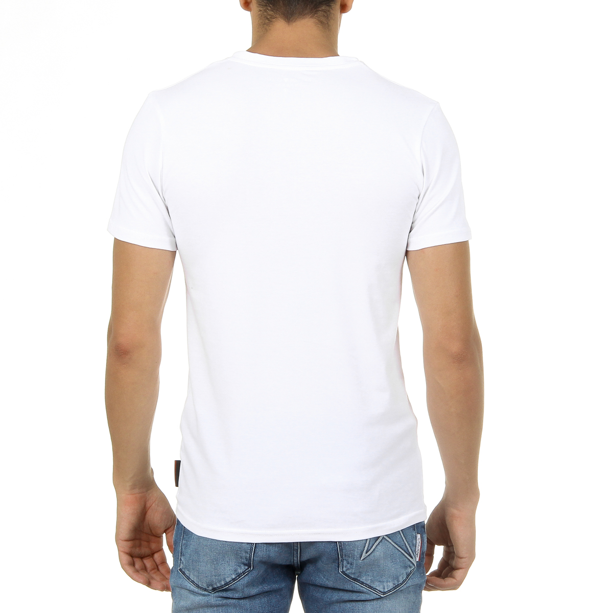 Camiseta Andrew Charles para hombre, manga corta, cuello en V, blanca, KENAN