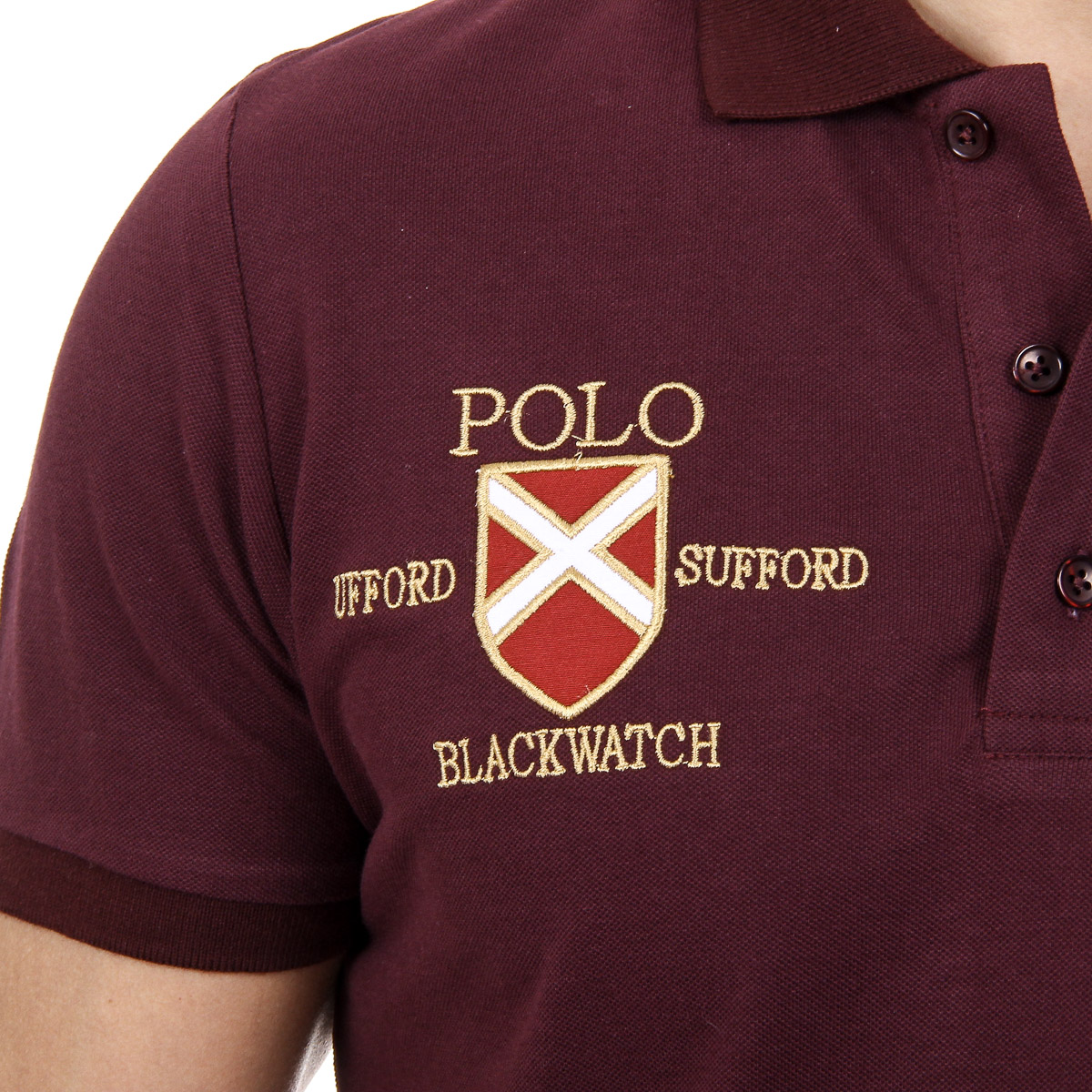 Polo Ufford & Suffolk Polo Club para hombre, manga corta, US007, burdeos