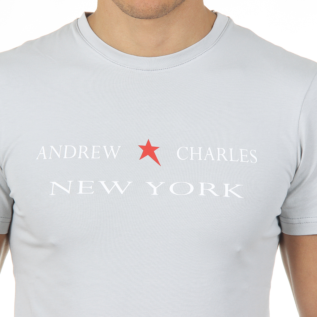 Camiseta Andrew Charles para hombre, manga corta, cuello redondo, gris claro, KEITA