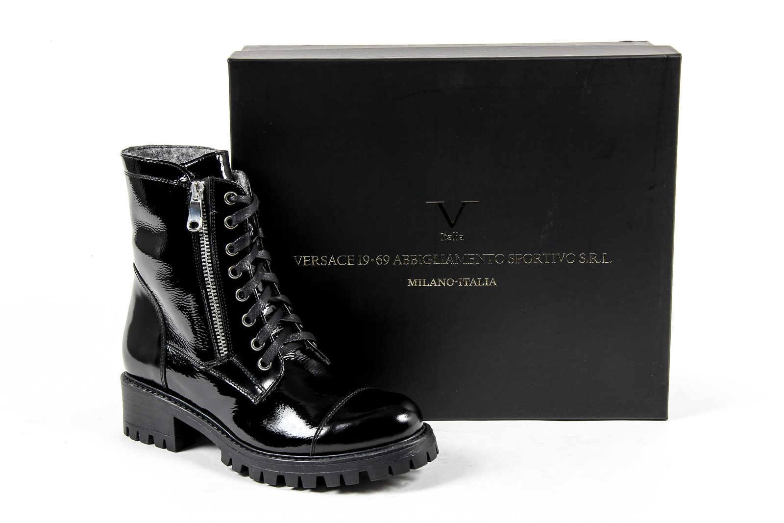 V 1969 Italia Womens Short Boot Black STONE