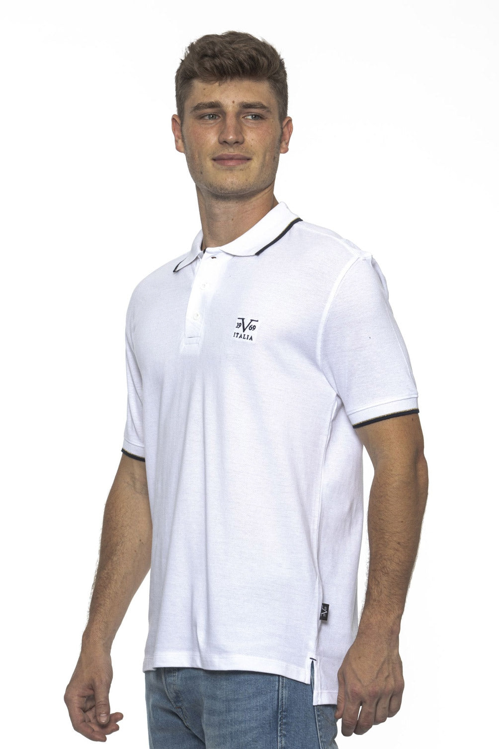 19V69 Italia Polo para hombre blanco COSTINA BLANCO