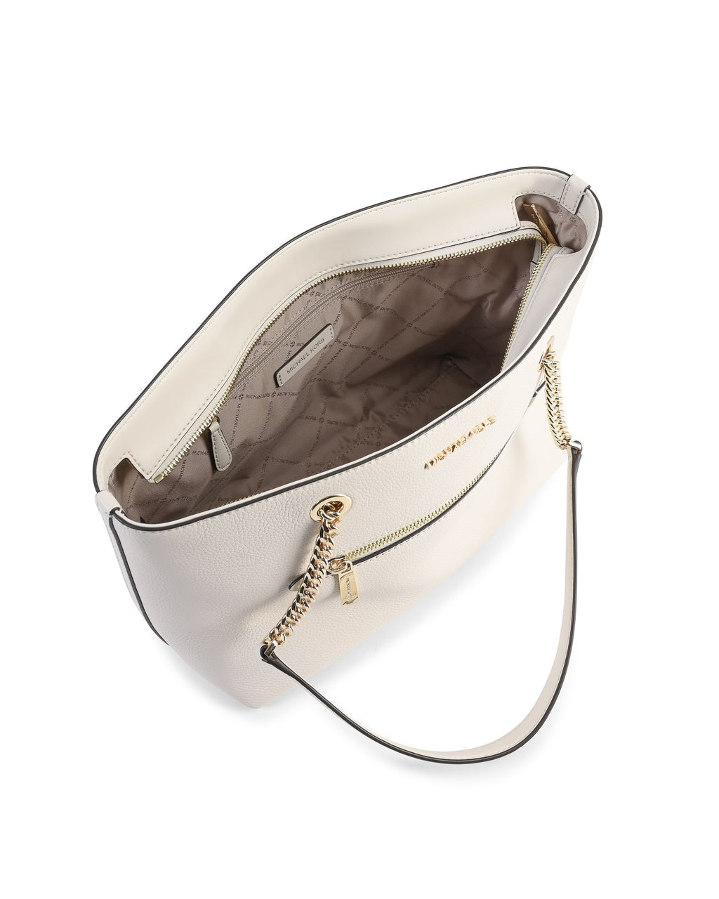Michael Kors Bolso tote mediano con cadena y cremallera delantera 35F2GTTT2L LT CREAM