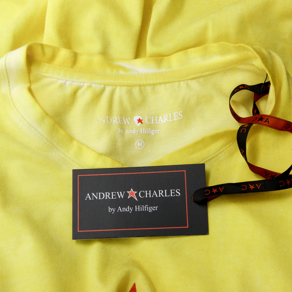 Camiseta Andrew Charles para hombre, manga corta, cuello en V, amarilla, KOFI