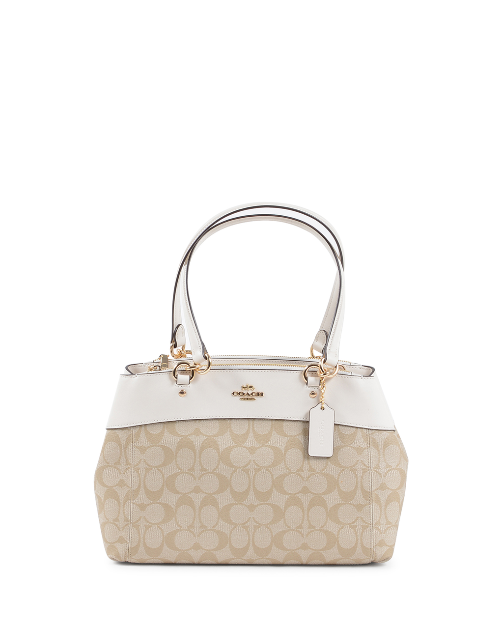 Bolso de mano Coach para mujer beige y blanco F25396 CHALK