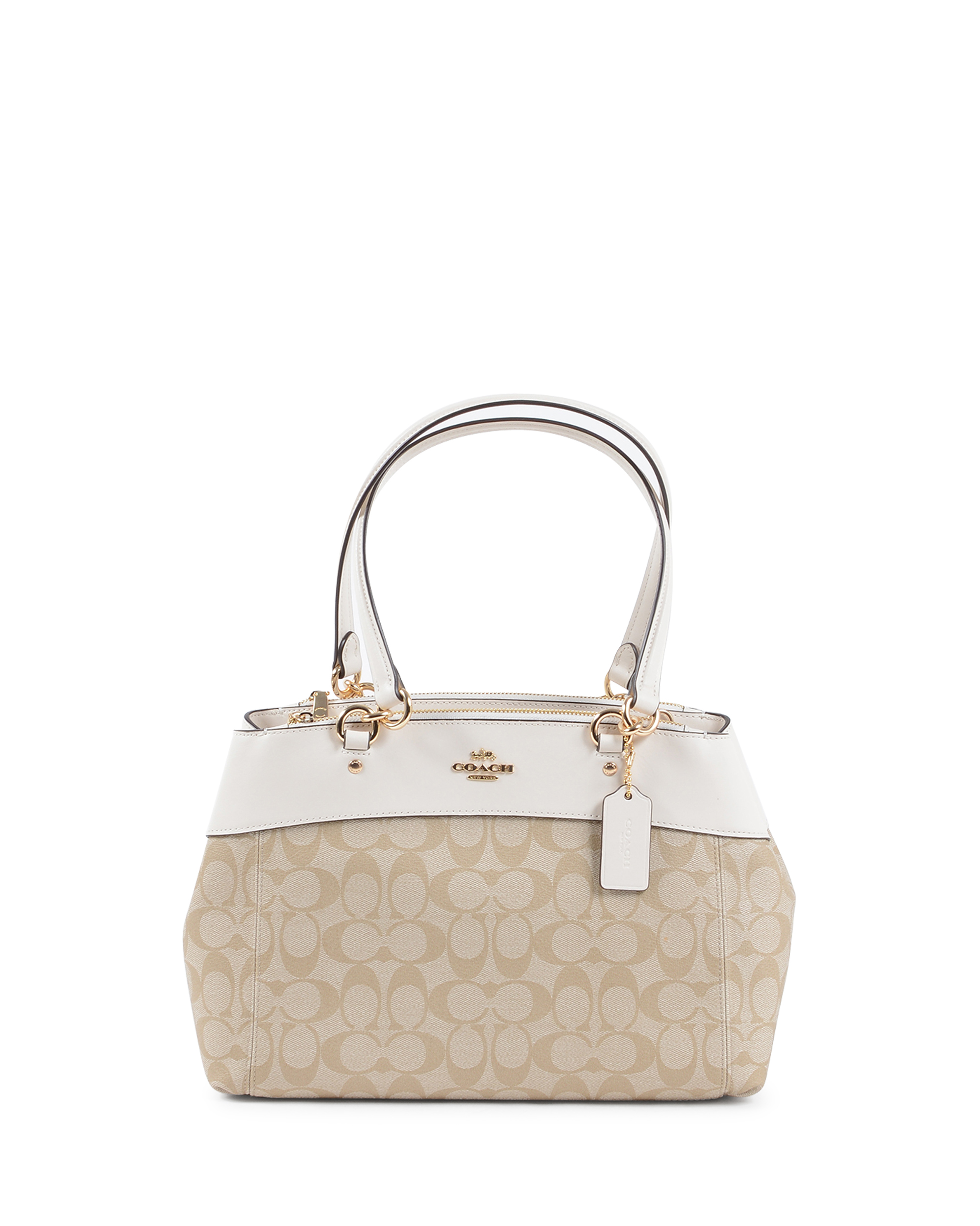 Bolso de mano Coach para mujer beige y blanco F25396 CHALK