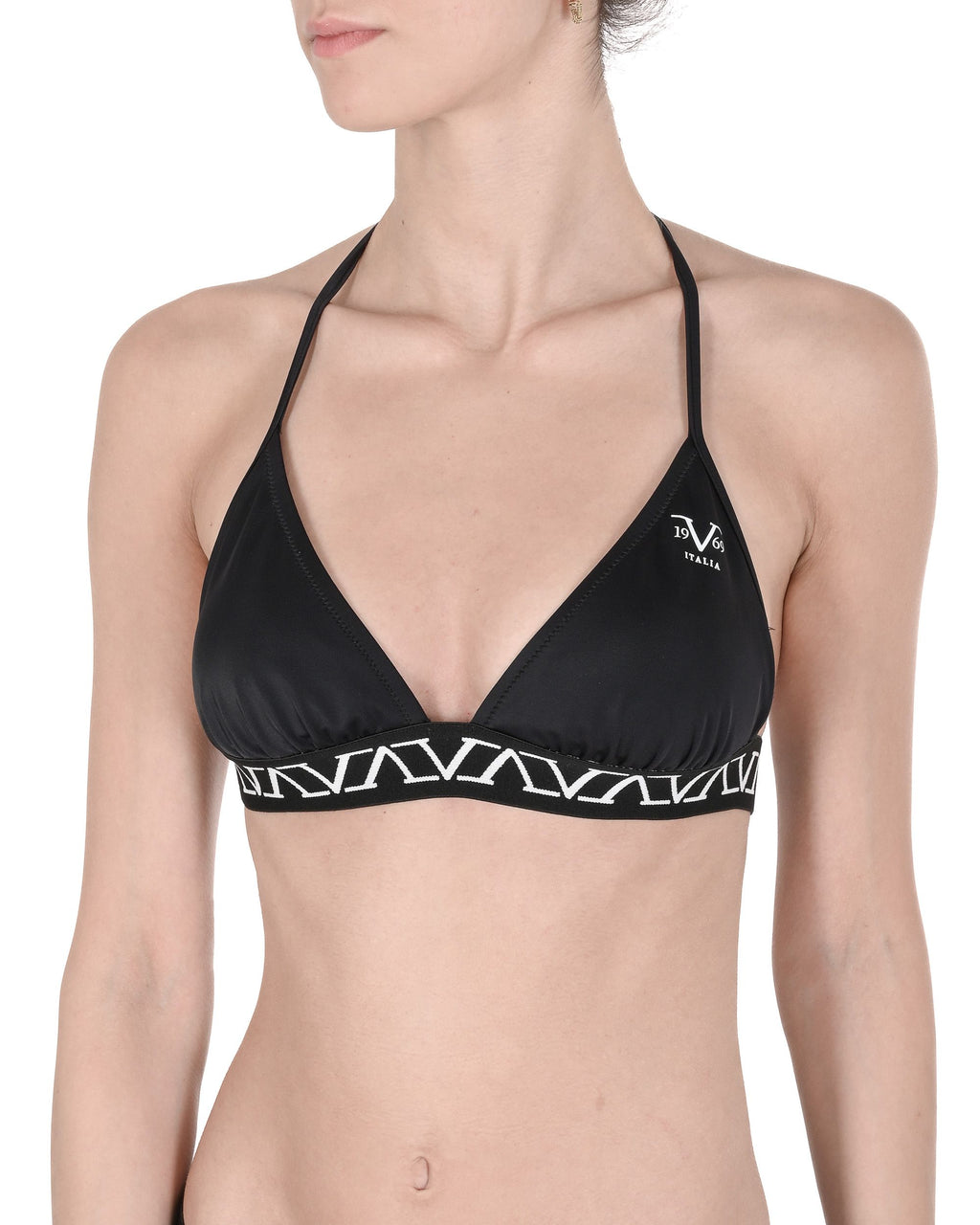 19V69 Italia Womens Swimwear Elastic Tape Top VSC1WTP05 BLACK