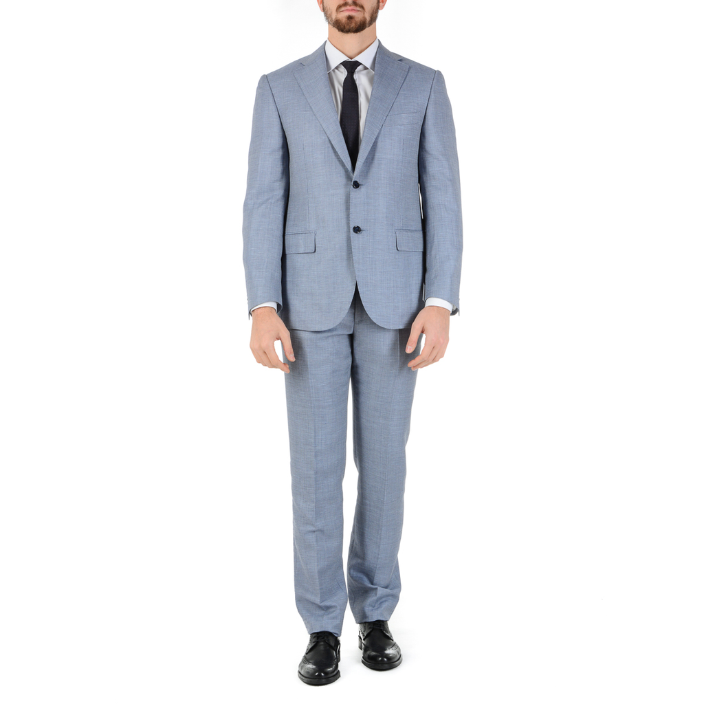 Corneliani Mens Suit Long Sleeves Light Blue