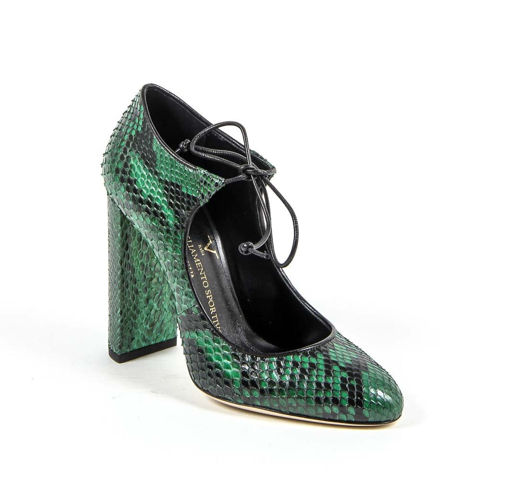 Zapatos de tacón con cordones para mujer V 1969 Italia 3111302 PITONE VERDE