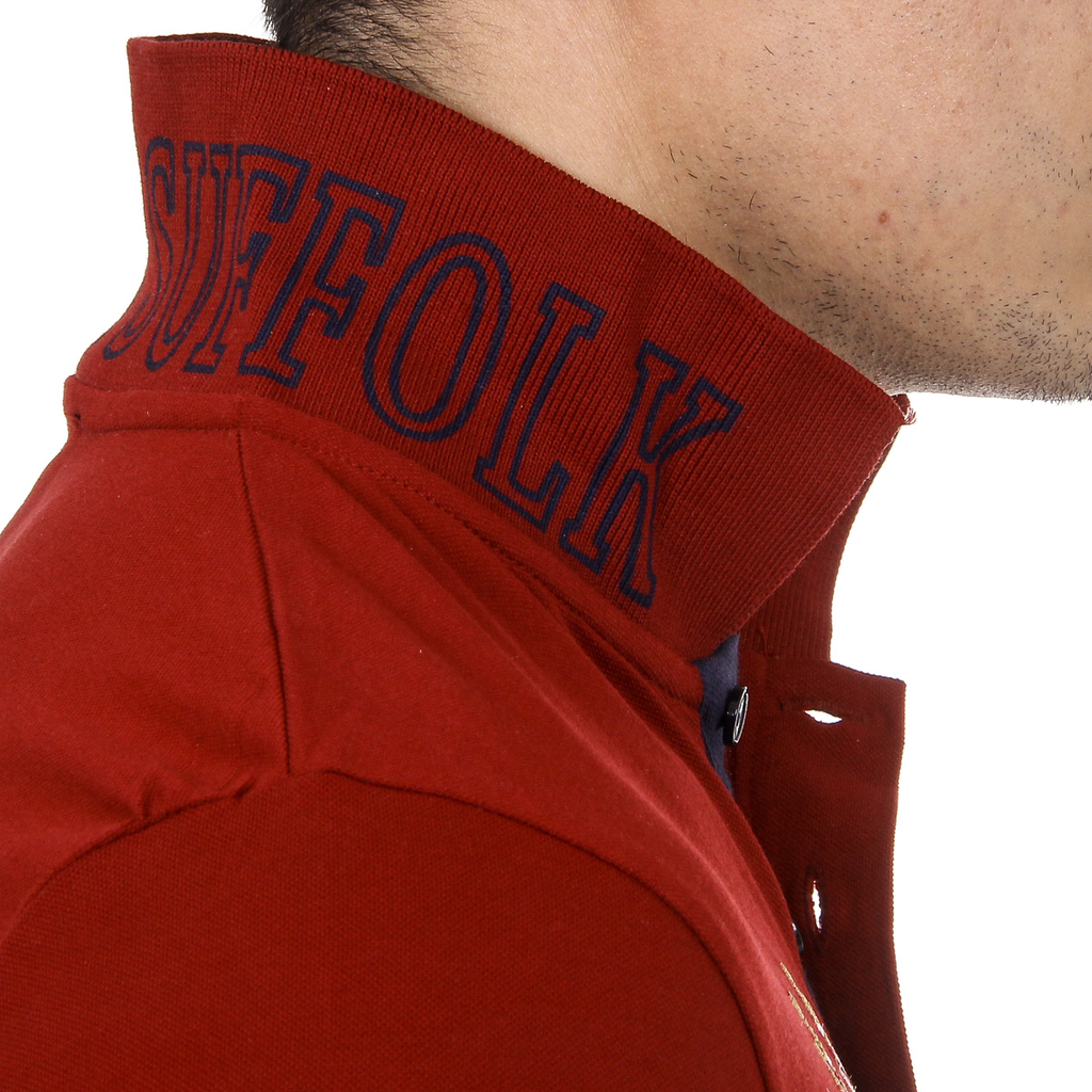 Polo Ufford & Suffolk Polo Club para hombre, manga corta, US005, burdeos