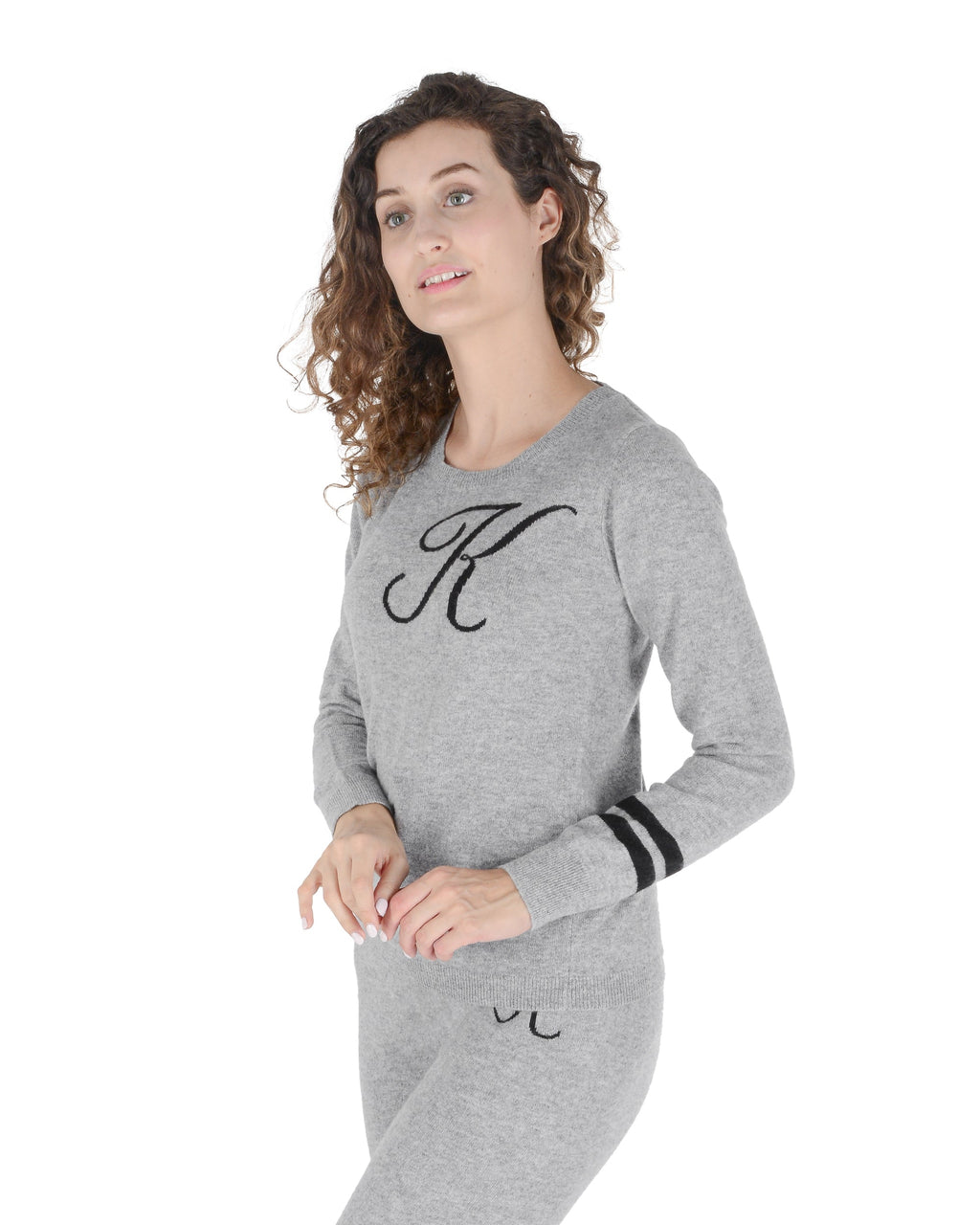 Suéter de cachemira con cuello redondo - Gris