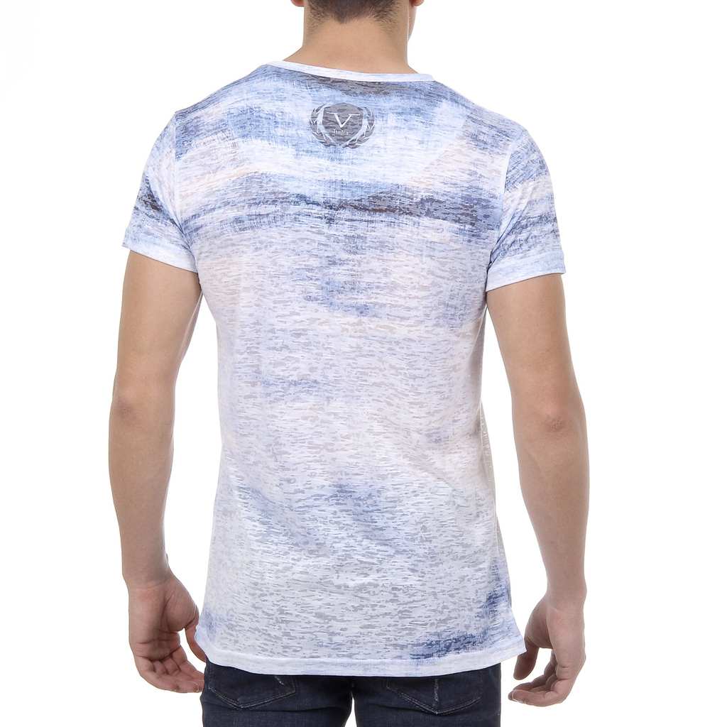 V 1969 Italia Mens T-shirt Short Sleeves Round Neck Light Blue LOGAN