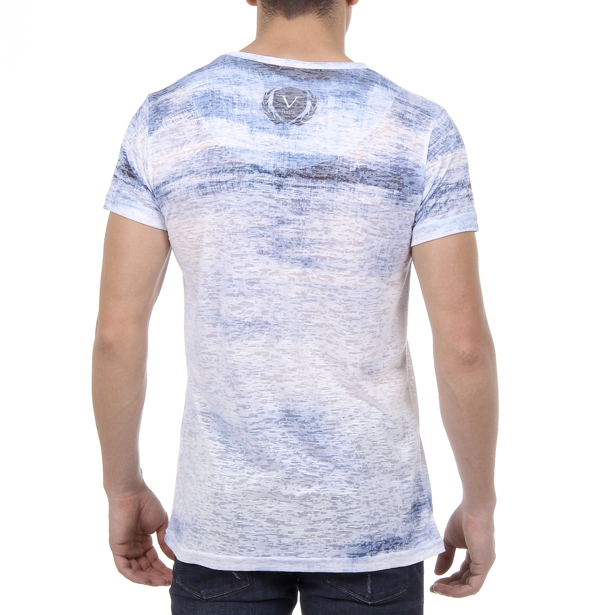 V 1969 Italia Mens T-shirt Short Sleeves Round Neck Light Blue LOGAN