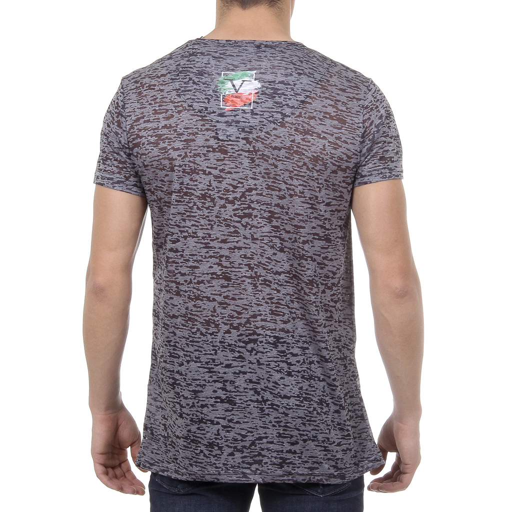 V 1969 Italia Mens T-shirt Short Sleeves V-Neck Black LUCAS