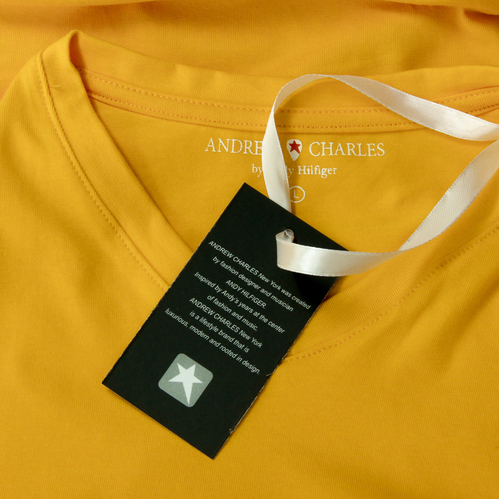 Camiseta Andrew Charles para hombre, manga corta, cuello en V, amarilla, KENAN