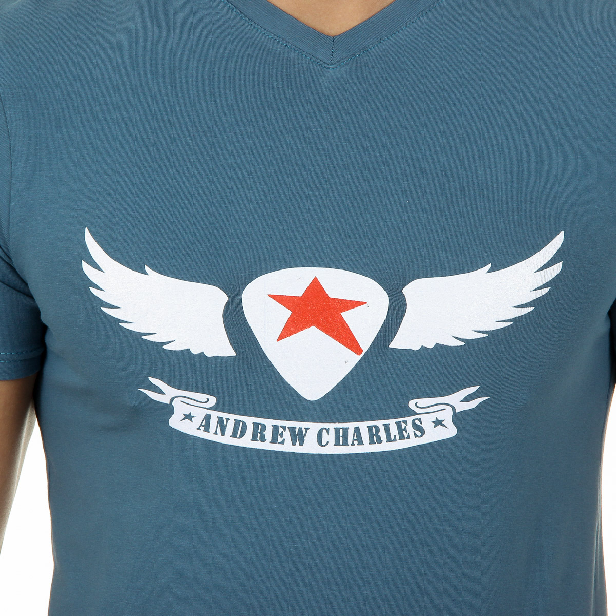 Camiseta Andrew Charles para hombre, manga corta, cuello en V, verde, KENAN