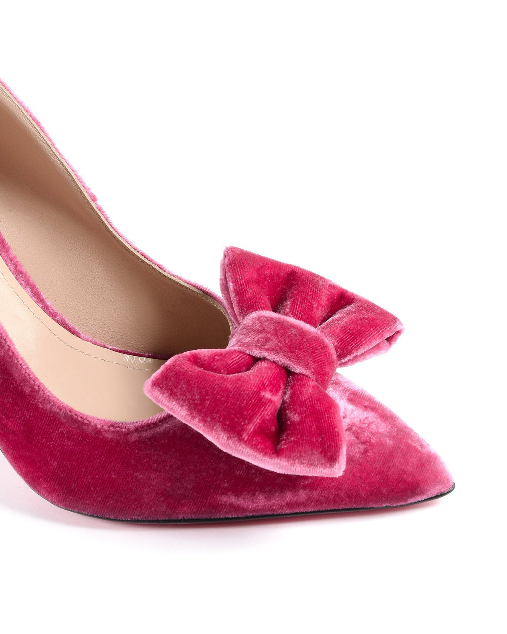 Zapatos de salón con lazo de terciopelo para mujer - Fuxia