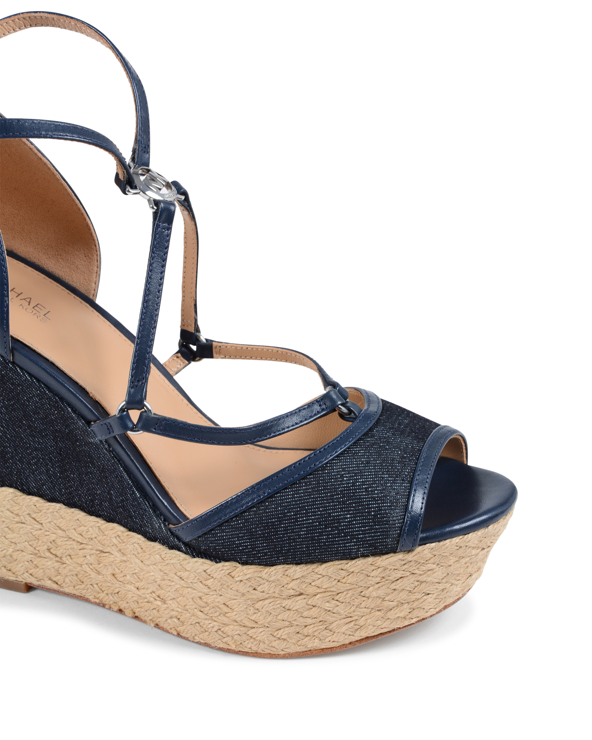 Michael Kors Sandalia de cuña para mujer Azul marino TERRI