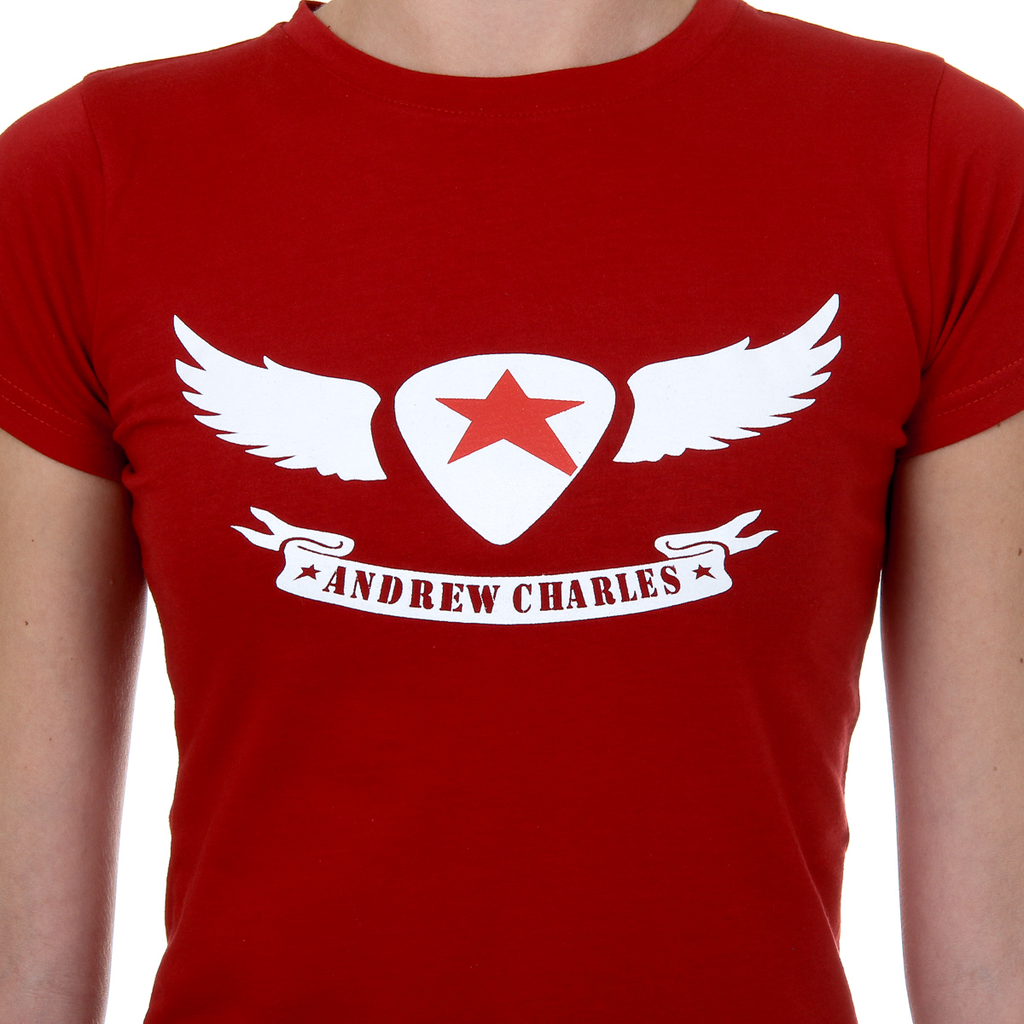 Camiseta Andrew Charles para mujer, manga corta, cuello redondo, color rojo TARANA