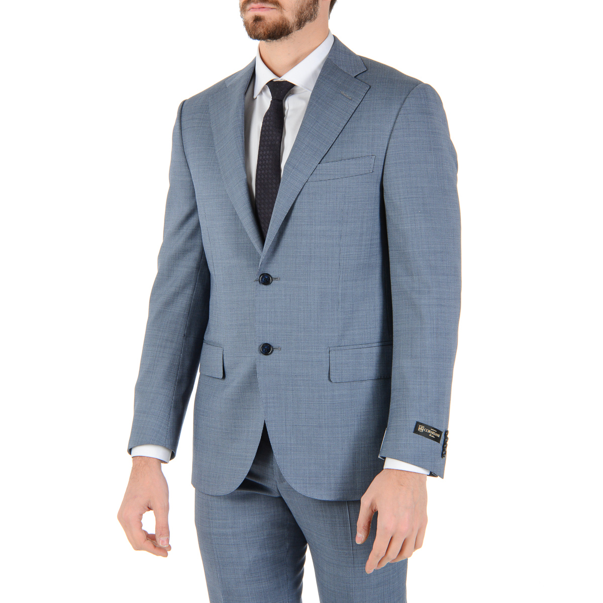 Corneliani Mens Suit Long Sleeves Light Blue Super 110's